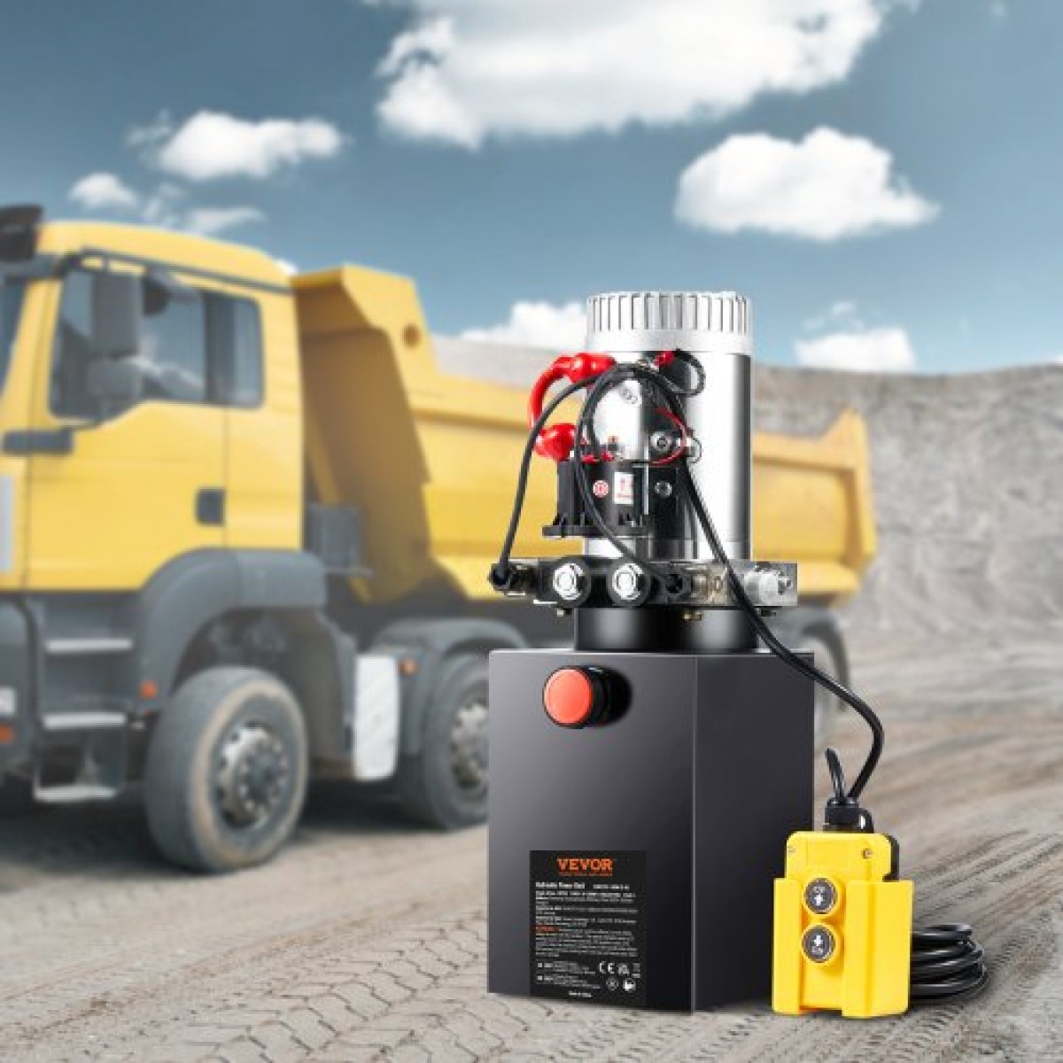 VEVOR Hydraulic Pump, 6 Quart Hydraulic Power Unit, Double Acting Dump Trailer Pump, 0,91 GPM Ρυθμός ροής, 3200 PSI Max Relief Pressure, DC 12V Hydraulic Pump for Dump Trailer Car Lifting