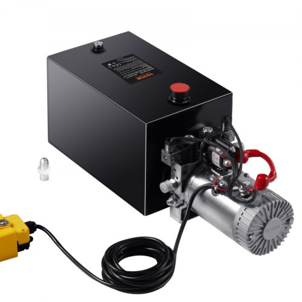 VEVOR Hydraulic Pump, 15 Quart Hydraulic Power Unit, Double Acting Dump Trailer Pump, 0,91 GPM Rate Flow, 3200 PSI Max Relief Pressure, DC 12V Hydraulic Pump for Dump Trailer Car Lifting