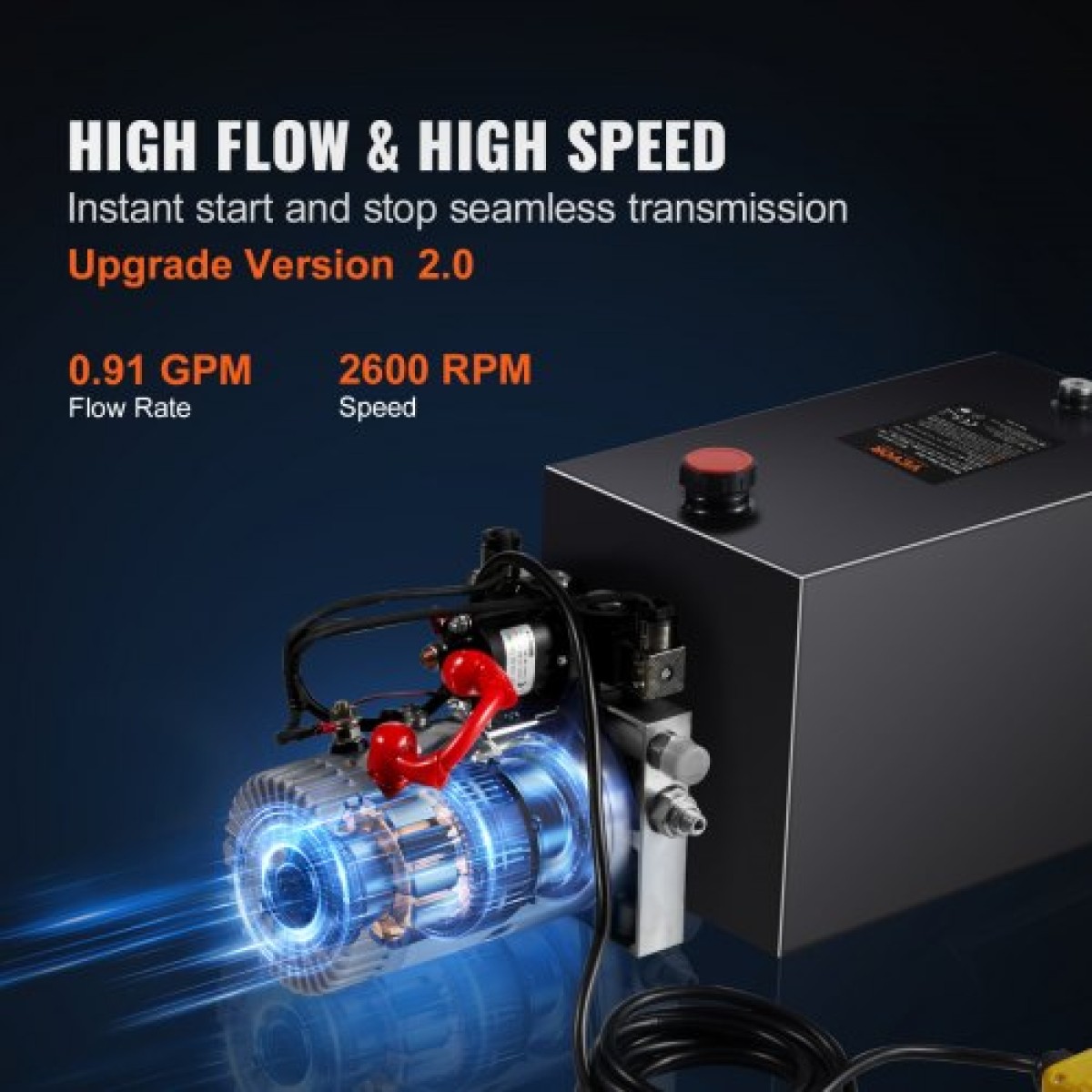 VEVOR Hydraulic Pump, 15 Quart Hydraulic Power Unit, Double Acting Dump Trailer Pump, 0,91 GPM Rate Flow, 3200 PSI Max Relief Pressure, DC 12V Hydraulic Pump for Dump Trailer Car Lifting