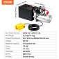 VEVOR Hydraulic Pump, 10 Quart Hydraulic Power Unit, Double Acting Dump Trailer Pump, 0,91 GPM Rate, 3200 PSI Max Relief Pressure, DC 12V Hydraulic Pump for Dump Trailer Car Lifting