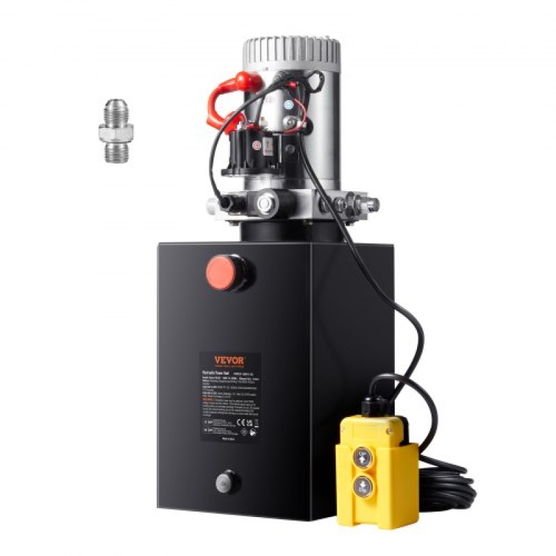 VEVOR Hydraulic Pump, 12 Quart Hydraulic Power Unit, Single Acting Dump Trailer Pump, 0,91 GPM Rate, 3200 PSI Max Relief Pressure, DC 12V Hydraulic Pump for Dump Trailer Car Lifting