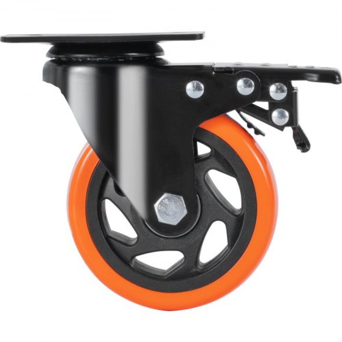 Τροχοί VEVOR Caster, 10,1 cm Περιστρεφόμενοι τροχοί πλάκας, Σετ 4, με Ασφάλεια A/B Κλείδωμα Χωρίς Θόρυβο Ζάντες PVC, Βαρέως τύπου 158,8 kg Χωρητικότητα φόρτωσης ανά τροχό, Τροχοί χωρίς σήμανση για έπιπλα καροτσιού Πάγκος εργασίας