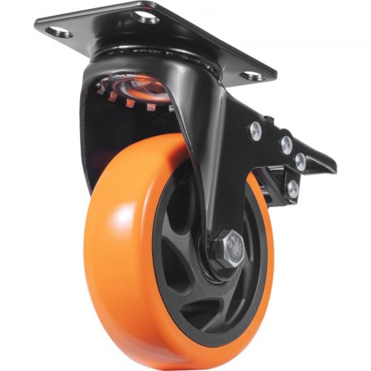 Τροχοί VEVOR Caster, 10,1 cm Περιστρεφόμενοι τροχοί πλάκας, Σετ 4, με Ασφάλεια A/B Κλείδωμα Χωρίς Θόρυβο Ζάντες PVC, Βαρέως τύπου 158,8 kg Χωρητικότητα φόρτωσης ανά τροχό, Τροχοί χωρίς σήμανση για έπιπλα καροτσιού Πάγκος εργασίας