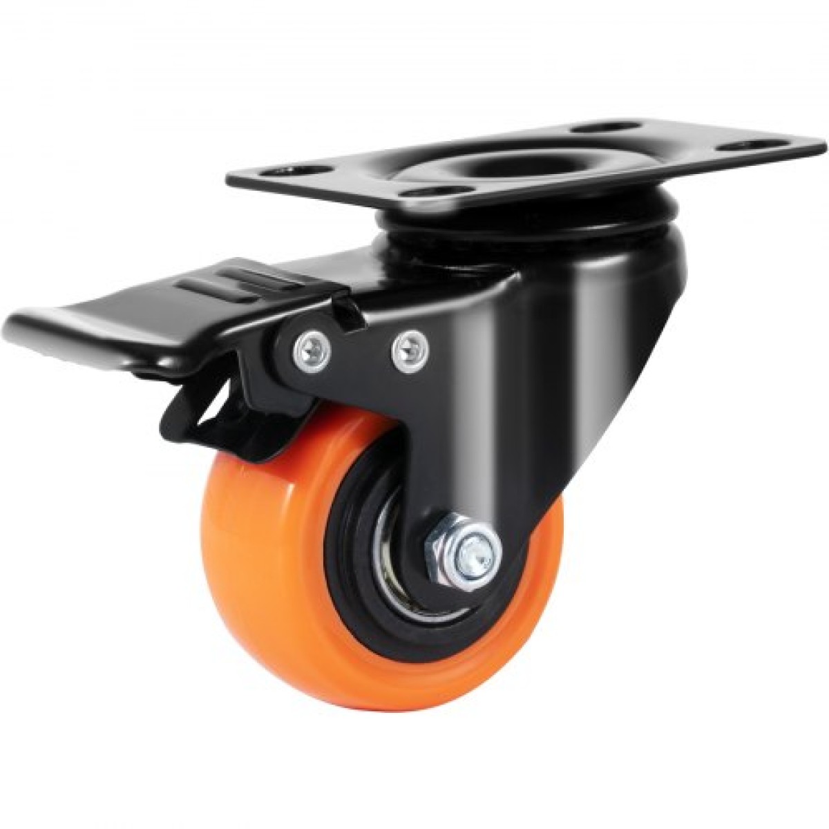 Τροχοί VEVOR Caster, 5,1 cm Περιστρεφόμενοι τροχοί πλάκας, σετ 4, με διπλό κλείδωμα ασφαλείας χωρίς θόρυβο, ζάντες PVC, βαρέως τύπου 68 kg Χωρητικότητα φόρτωσης ανά τροχό, Τροχοί χωρίς σήμανση για έπιπλα καροτσιού Πάγκος εργασίας