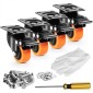Τροχοί VEVOR Caster, 5,1 cm Περιστρεφόμενοι τροχοί πλάκας, σετ 4, με διπλό κλείδωμα ασφαλείας χωρίς θόρυβο, ζάντες PVC, βαρέως τύπου 68 kg Χωρητικότητα φόρτωσης ανά τροχό, Τροχοί χωρίς σήμανση για έπιπλα καροτσιού Πάγκος εργασίας