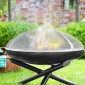 VEVOR Fire Pit Spark Screen Round 36", Ενισχυμένο μεταλλικό κάλυμμα βαρέως τύπου από χάλυβα, καπάκι εξωτερικού χώρου πυροσβεστήρων, επάνω καλύμματα οθόνης που ανοίγουν εύκολα στρογγυλά με λαβή δακτυλίου για υπαίθρια αυλή πυροσβεστήρων στην πίσω αυλή