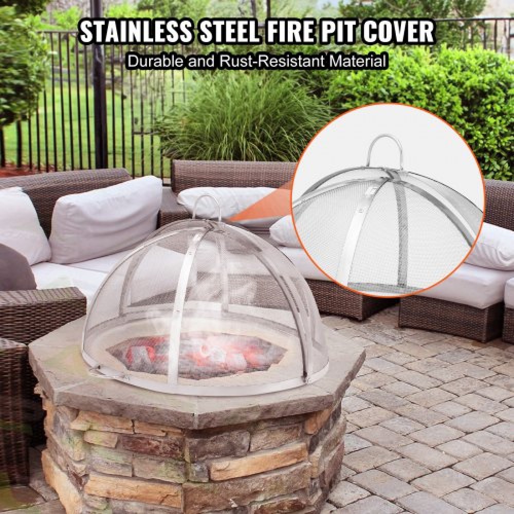 Καπάκι οθόνης VEVOR Firepit Spark, διάμετρος 40", Στρογγυλά αξεσουάρ κάλυμμα δακτυλίου πυρκαγιάς εξωτερικού χώρου, μεταλλικό κάλυμμα πυροσβεστικού λάκκου, καλύμματα πυροσβεστικών δακτυλίων από ανοξείδωτο χάλυβα που ανοίγουν εύκολα για υπαίθριες αυλές