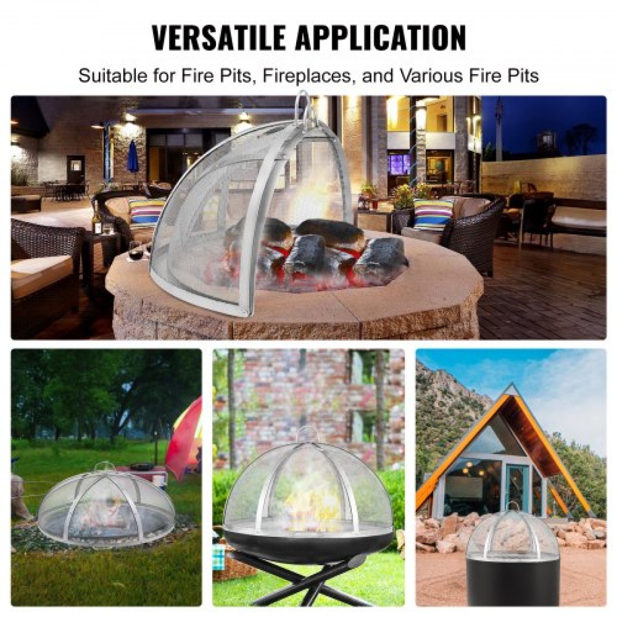 Καπάκι οθόνης VEVOR Firepit Spark, διάμετρος 40", Στρογγυλά αξεσουάρ κάλυμμα δακτυλίου πυρκαγιάς εξωτερικού χώρου, μεταλλικό κάλυμμα πυροσβεστικού λάκκου, καλύμματα πυροσβεστικών δακτυλίων από ανοξείδωτο χάλυβα που ανοίγουν εύκολα για υπαίθριες αυλές