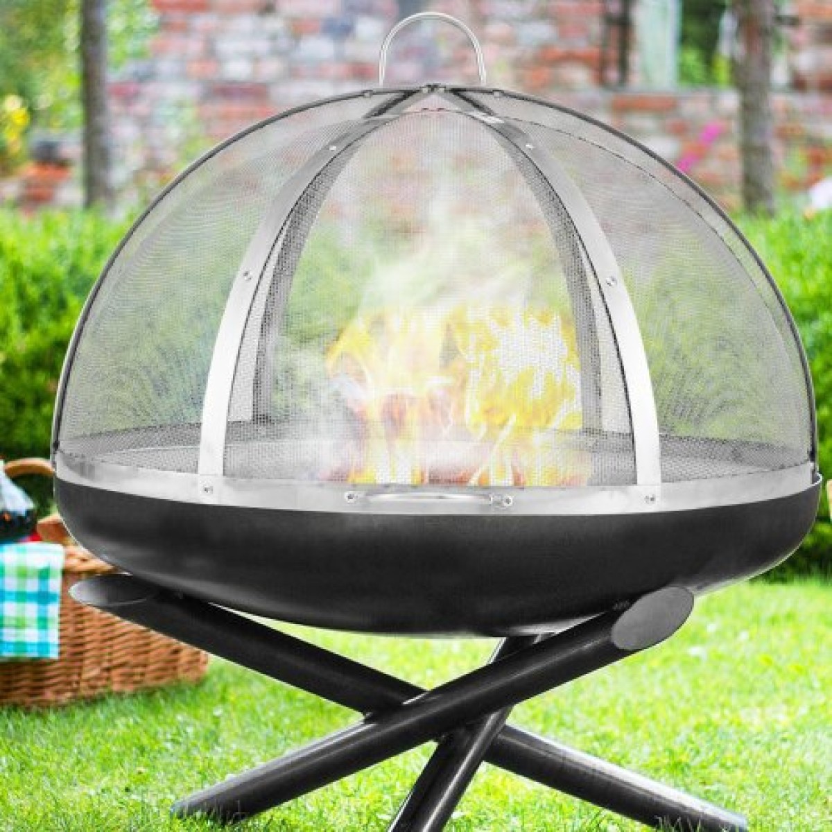 Καπάκι οθόνης VEVOR Firepit Spark, διάμετρος 40", Στρογγυλά αξεσουάρ κάλυμμα δακτυλίου πυρκαγιάς εξωτερικού χώρου, μεταλλικό κάλυμμα πυροσβεστικού λάκκου, καλύμματα πυροσβεστικών δακτυλίων από ανοξείδωτο χάλυβα που ανοίγουν εύκολα για υπαίθριες αυλές