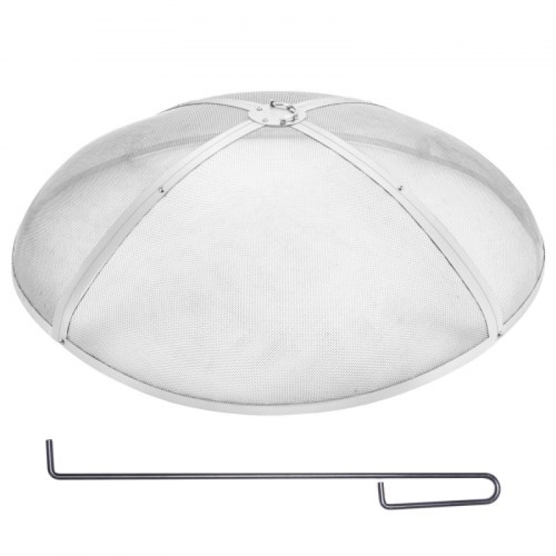 VEVOR Fire Pit Spark Screen Round 40", Ενισχυμένο μεταλλικό κάλυμμα από χάλυβα βαρέως τύπου, καπάκι εξωτερικού χώρου πυροσβεστήρων, επάνω καλύμματα οθόνης που ανοίγουν εύκολα στρογγυλά με λαβή δακτυλίου για υπαίθρια αυλή πυροσβεστήρων στην πίσω αυλή