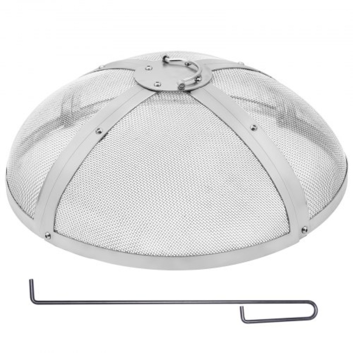 VEVOR Fire Pit Spark Screen Round 20", Ενισχυμένο μεταλλικό κάλυμμα από χάλυβα βαρέως τύπου, καπάκι εξωτερικού χώρου πυροσβεστήρων, επάνω καλύμματα οθόνης που ανοίγουν εύκολα στρογγυλά με λαβή δακτυλίου για υπαίθρια αυλή πυροσβεστήρων στην πίσω αυλή