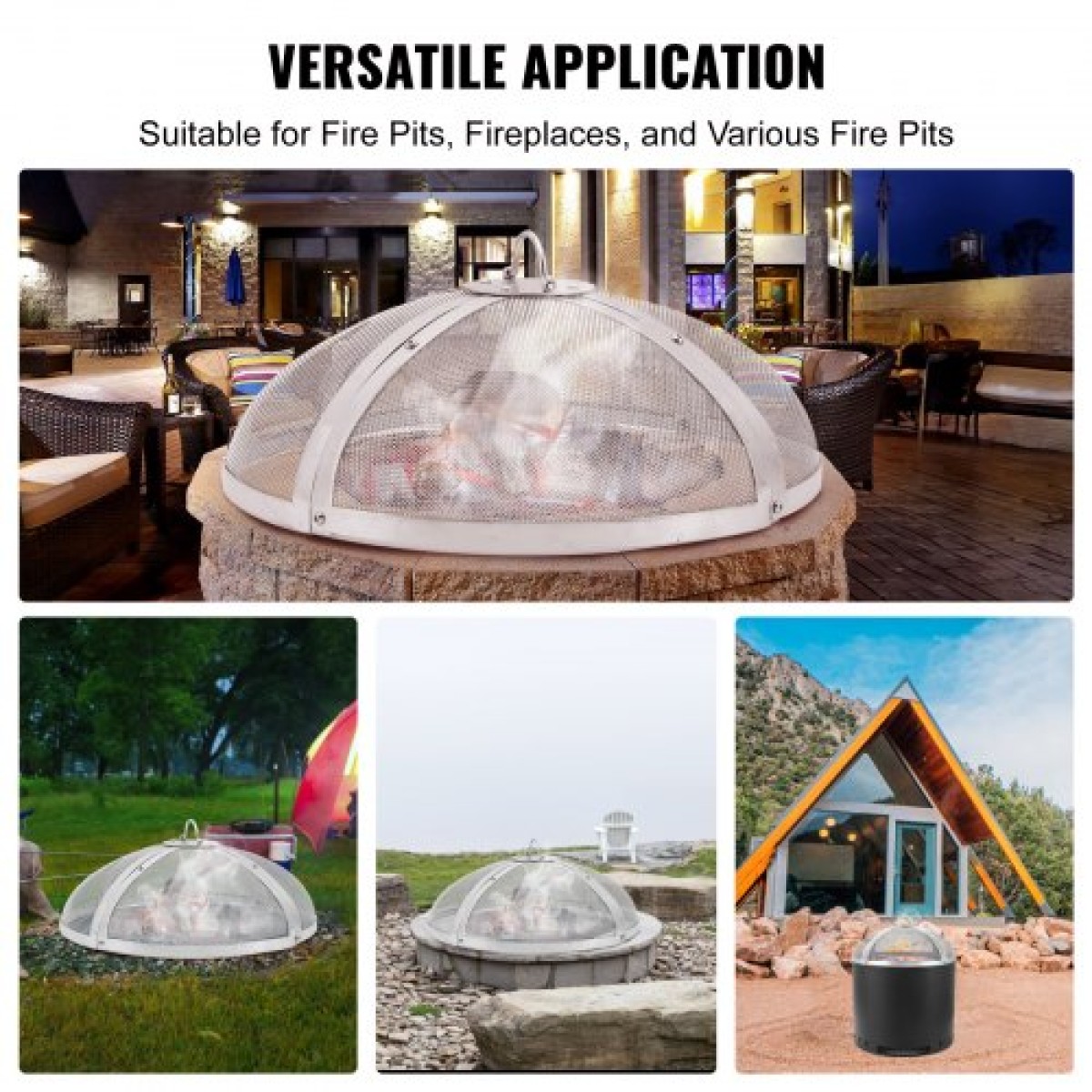VEVOR Fire Pit Spark Screen Round 20", Ενισχυμένο μεταλλικό κάλυμμα από χάλυβα βαρέως τύπου, καπάκι εξωτερικού χώρου πυροσβεστήρων, επάνω καλύμματα οθόνης που ανοίγουν εύκολα στρογγυλά με λαβή δακτυλίου για υπαίθρια αυλή πυροσβεστήρων στην πίσω αυλή