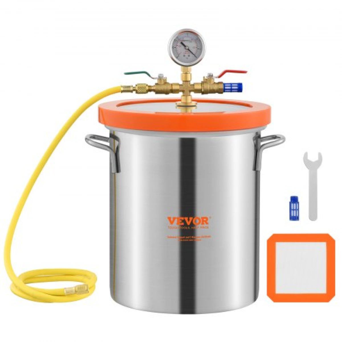 VEVOR Vacuum Chamber Tempered Glass Lid Vacuum 18,9L Θάλαμος απαερίωσης Σιλικόνη