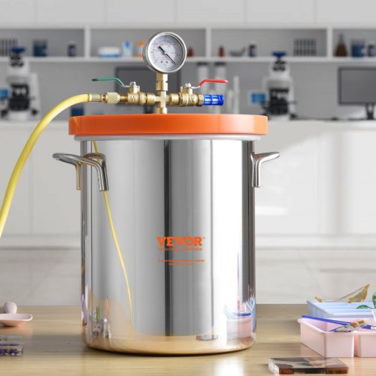 VEVOR Vacuum Chamber Tempered Glass Lid Vacuum 18,9L Θάλαμος απαερίωσης Σιλικόνη