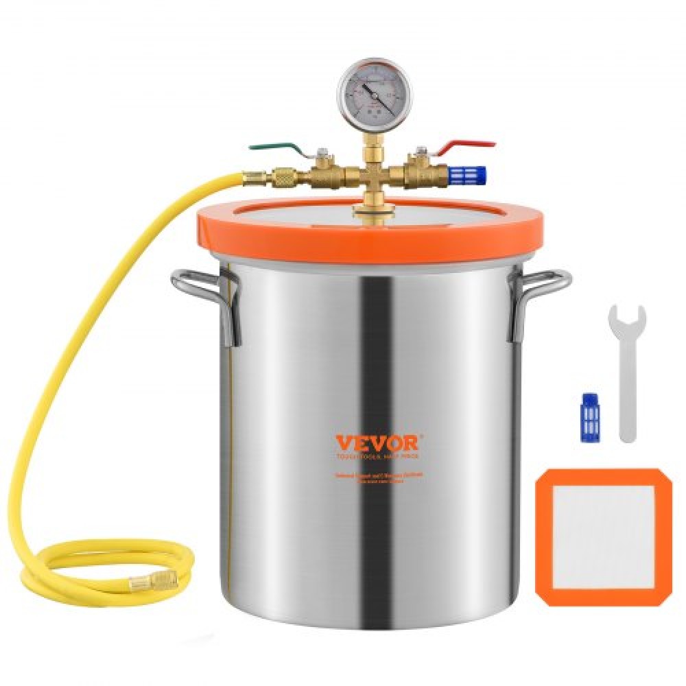 VEVOR Vacuum Chamber Tempered Glass Lid Vacuum 3 Gal Degassing Chamber Silicone