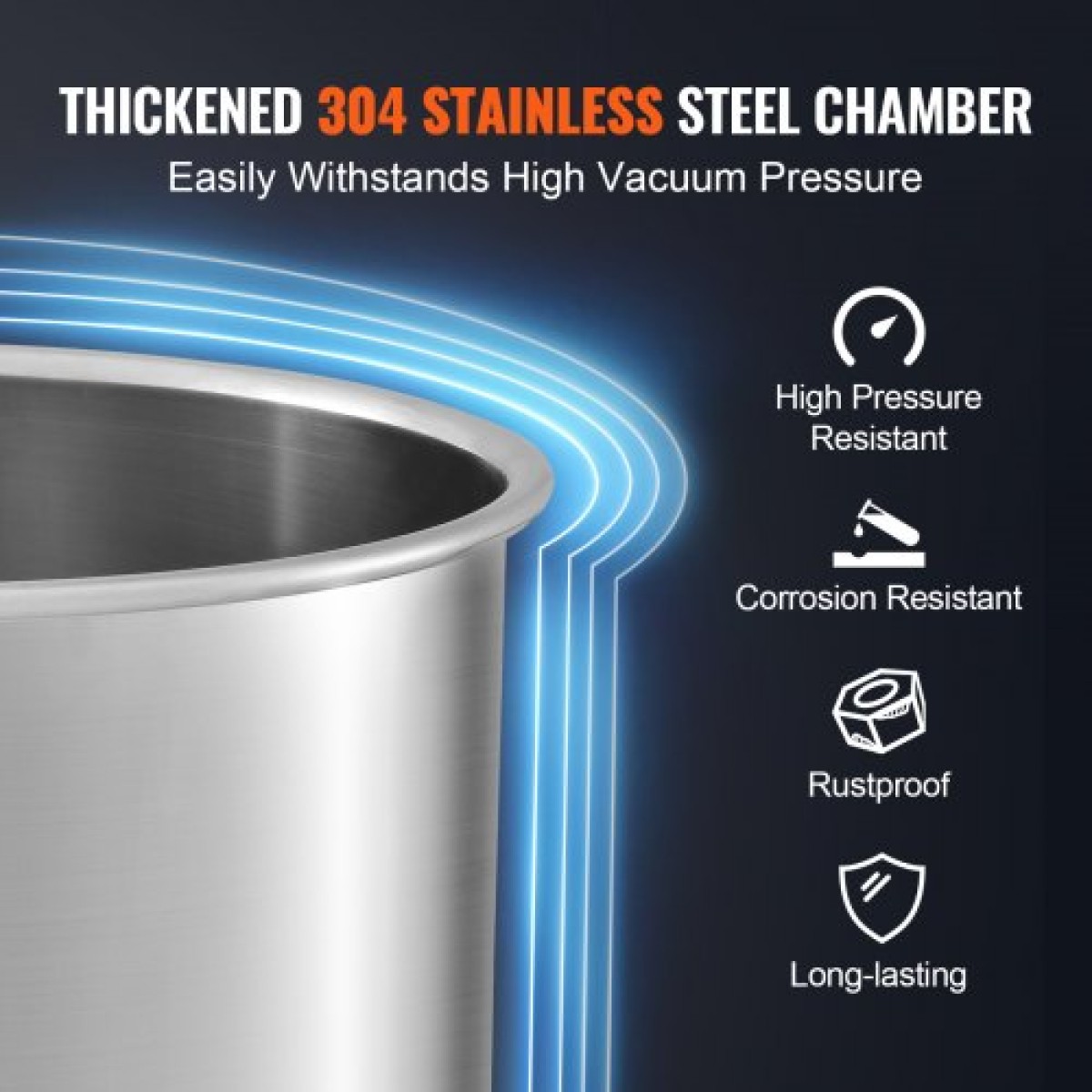 VEVOR Vacuum Chamber Tempered Glass Lid Vacuum 11,4 L Θάλαμος απαέρωσης Σιλικόνη