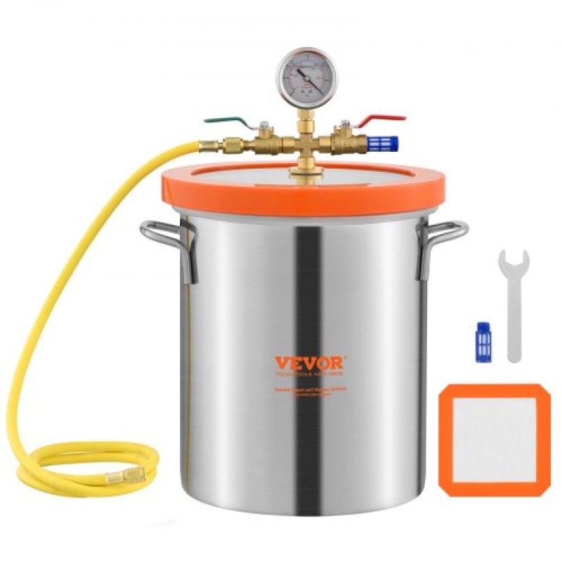 VEVOR Vacuum Chamber Tempered Glass Lid Vacuum 11,4 L Θάλαμος απαέρωσης Σιλικόνη