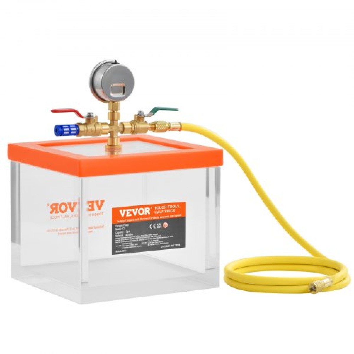 Θάλαμος κενού VEVOR 7.6L, αναβαθμισμένος θάλαμος απαερίωσης κενού πολλαπλών χρήσεων ακρυλικός, διαφανής θάλαμος κενού, για απαέρωση ρητίνης, απαέρωση γέλης πυριτίου, απαέρωση γύψου και εξαγωγή κενού