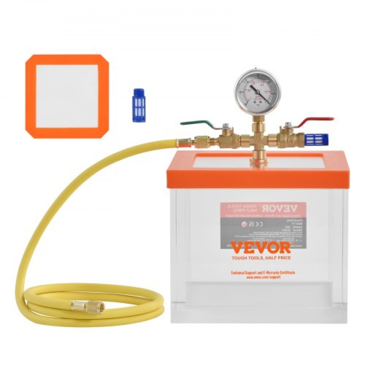 Θάλαμος κενού VEVOR 7.6L, αναβαθμισμένος θάλαμος απαερίωσης κενού πολλαπλών χρήσεων ακρυλικός, διαφανής θάλαμος κενού, για απαέρωση ρητίνης, απαέρωση γέλης πυριτίου, απαέρωση γύψου και εξαγωγή κενού