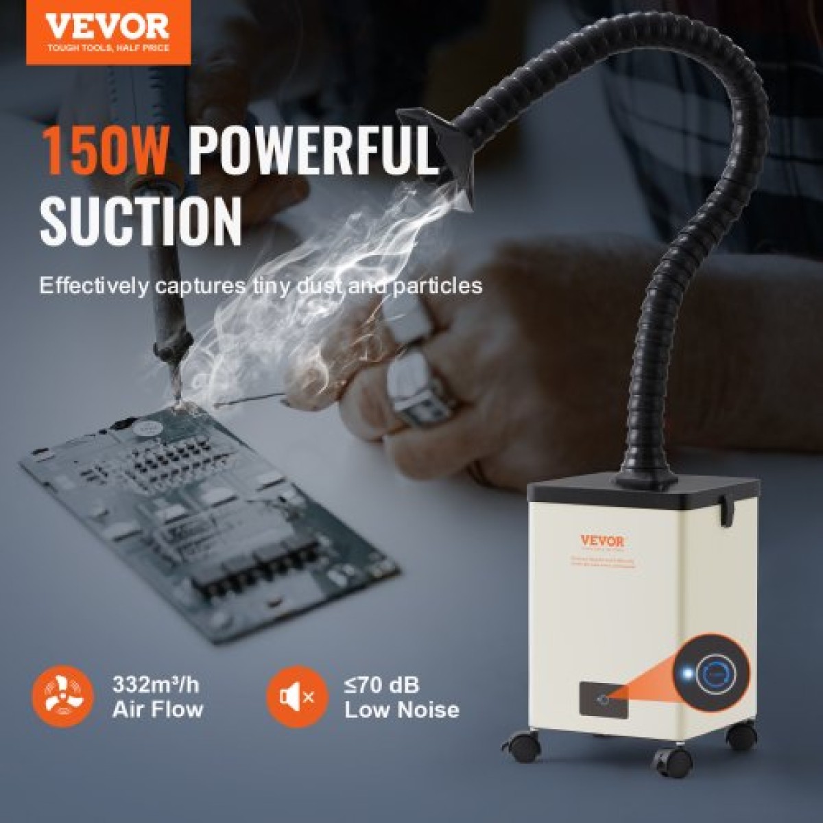VEVOR 150W Soldering Fume Smoke Extractor Φίλτρα 3 σταδίων 332 m³/h Ροή αέρα