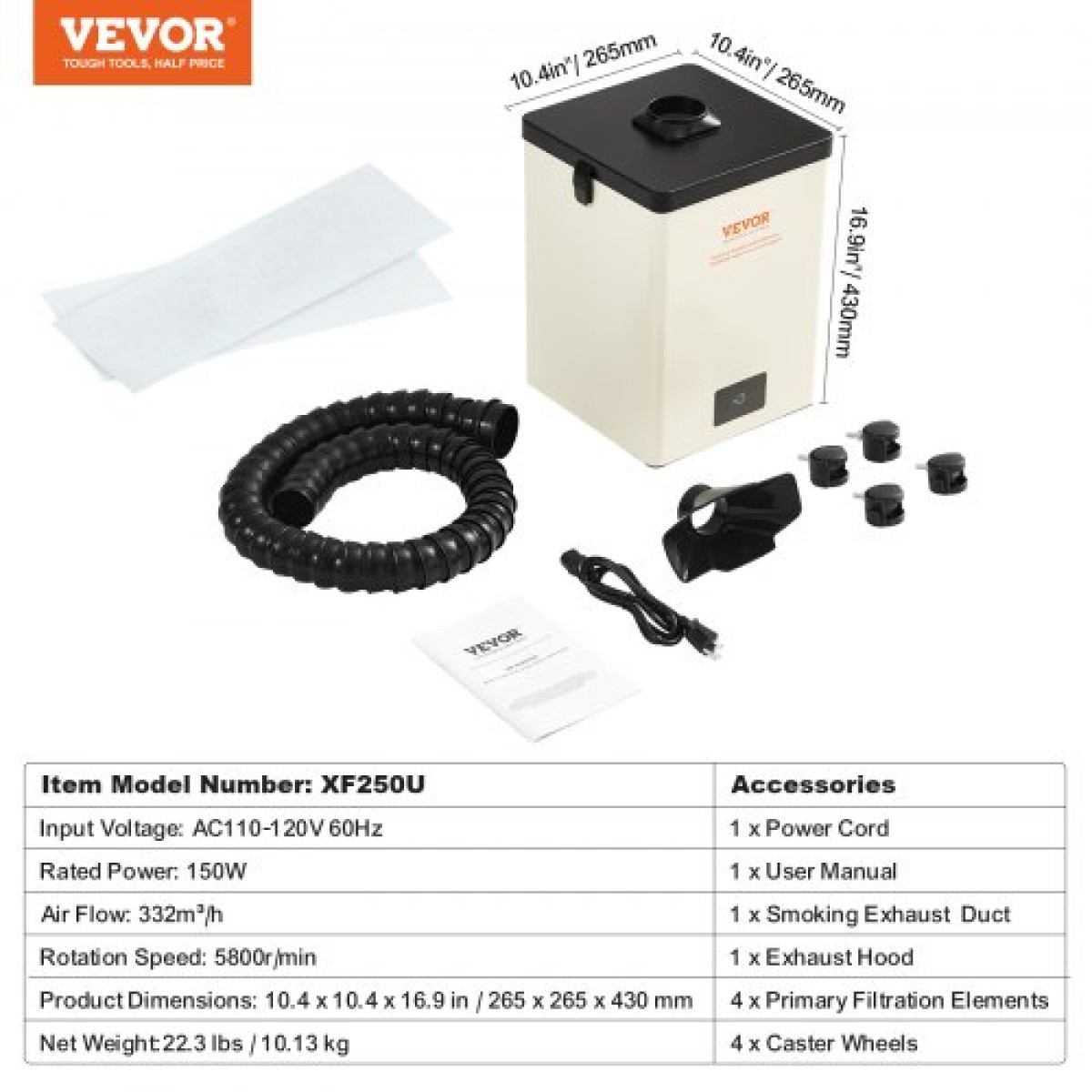 VEVOR 150W Soldering Fume Smoke Extractor Φίλτρα 3 σταδίων 332 m³/h Ροή αέρα