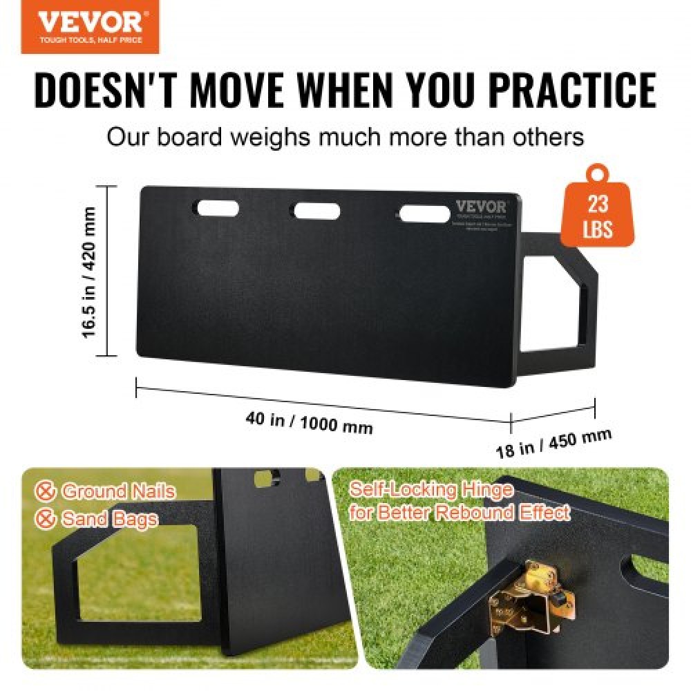 VEVOR Soccer Rebounder Board, 101,6 x 40,6 cm Φορητός τοίχος ποδοσφαίρου με 2 γωνίες αναπήδησης, αναδιπλούμενος HDPE Kickback Board, Εξοπλισμός προπόνησης ποδοσφαίρου για παιδιά και ενήλικες, Passing & Shooting Practice