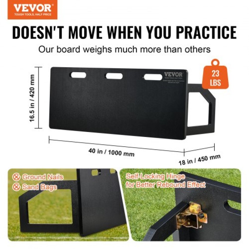 VEVOR Soccer Rebounder Board, 101,6 x 40,6 cm Φορητός τοίχος ποδοσφαίρου με 2 γωνίες αναπήδησης, αναδιπλούμενος HDPE Kickback Board, Εξοπλισμός προπόνησης ποδοσφαίρου για παιδιά και ενήλικες, Passing & Shooting Practice