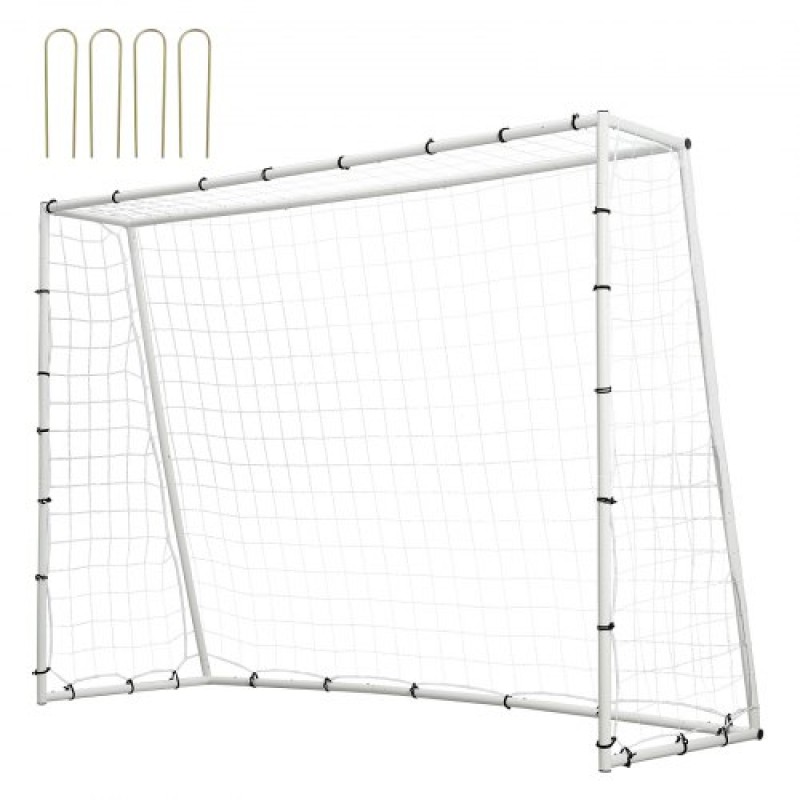 VEVOR Soccer Rebound Trainer, 8x6FT Iron Soccer Training Equipment, Sports Football Rebounder Wall με δίχτυ και γκολ διπλής όψης, ιδανικό για εξάσκηση στην πίσω αυλή, ατομική προπόνηση, πάσα