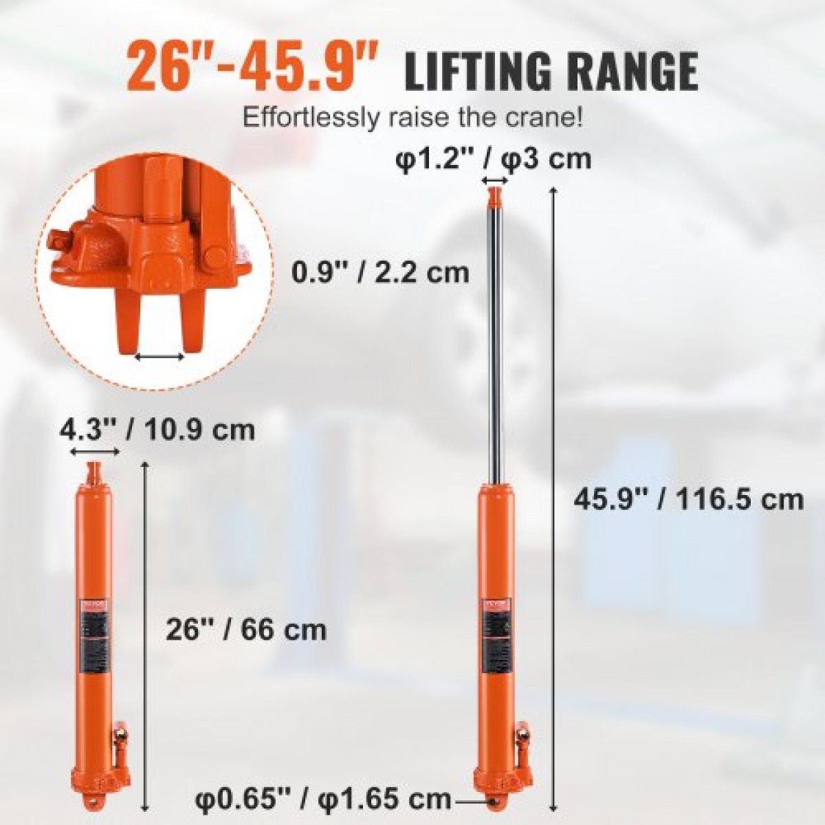VEVOR Hydraulic Long Ram Jack, κύλινδρος ανύψωσης κινητήρα 8 τόνων με μονοέμβολη αντλία και βάση Clevis, υδραυλικός κύλινδρος εμβόλου για ανυψωτικά μηχανών ανύψωσης, υδραυλικοί γερανοί γκαράζ/καταστημάτων, μηχανικοί, αγροκτήματος
