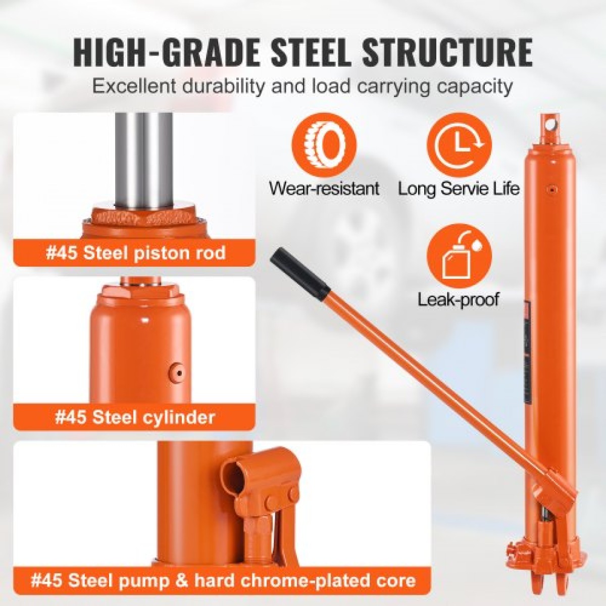 VEVOR Hydraulic Long Ram Jack, κύλινδρος ανύψωσης κινητήρα 8 τόνων με μονοέμβολη αντλία και βάση Clevis, υδραυλικός κύλινδρος εμβόλου για ανυψωτικά μηχανών ανύψωσης, υδραυλικοί γερανοί γκαράζ/καταστημάτων, μηχανικοί, αγροκτήματος