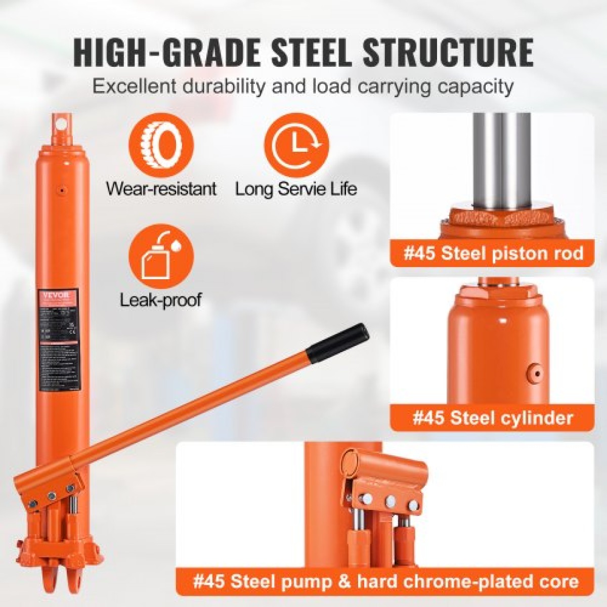 VEVOR Hydraulic Long Ram Jack, κύλινδρος ανύψωσης κινητήρα 8 τόνων με διπλή έμβολη αντλία και βάση Clevis, υδραυλικός κύλινδρος εμβόλου για ανυψωτικά μηχανών ανύψωσης, υδραυλικοί γερανοί γκαράζ/καταστημάτων, μηχανικοί, αγροκτήματος
