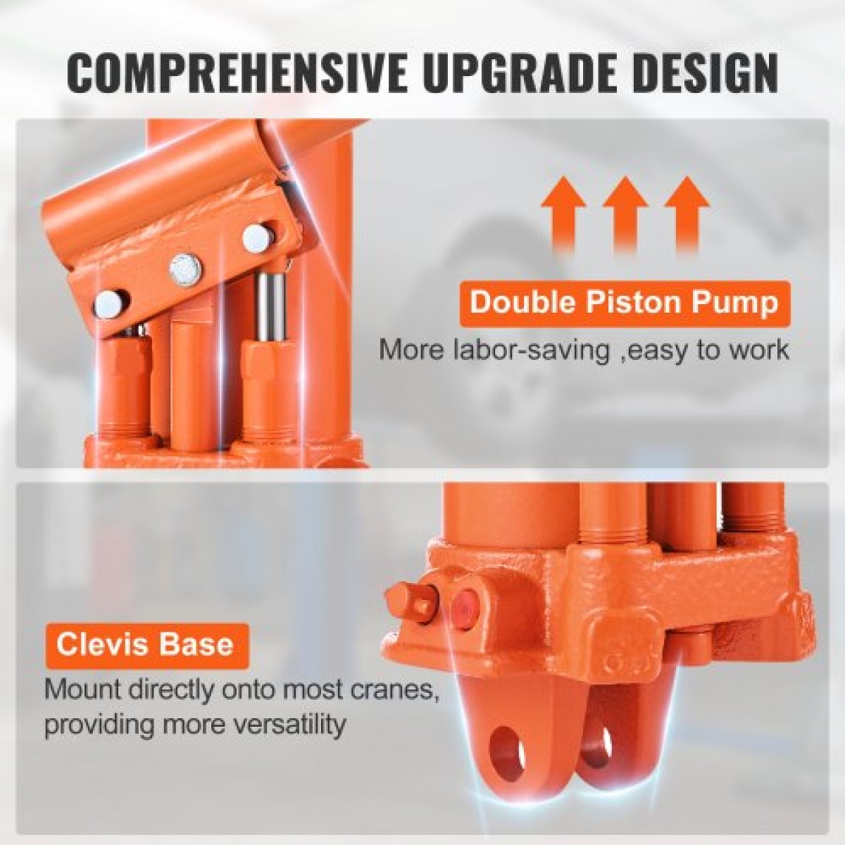 VEVOR Hydraulic Long Ram Jack, κύλινδρος ανύψωσης κινητήρα 8 τόνων με διπλή έμβολη αντλία και βάση Clevis, υδραυλικός κύλινδρος εμβόλου για ανυψωτικά μηχανών ανύψωσης, υδραυλικοί γερανοί γκαράζ/καταστημάτων, μηχανικοί, αγροκτήματος