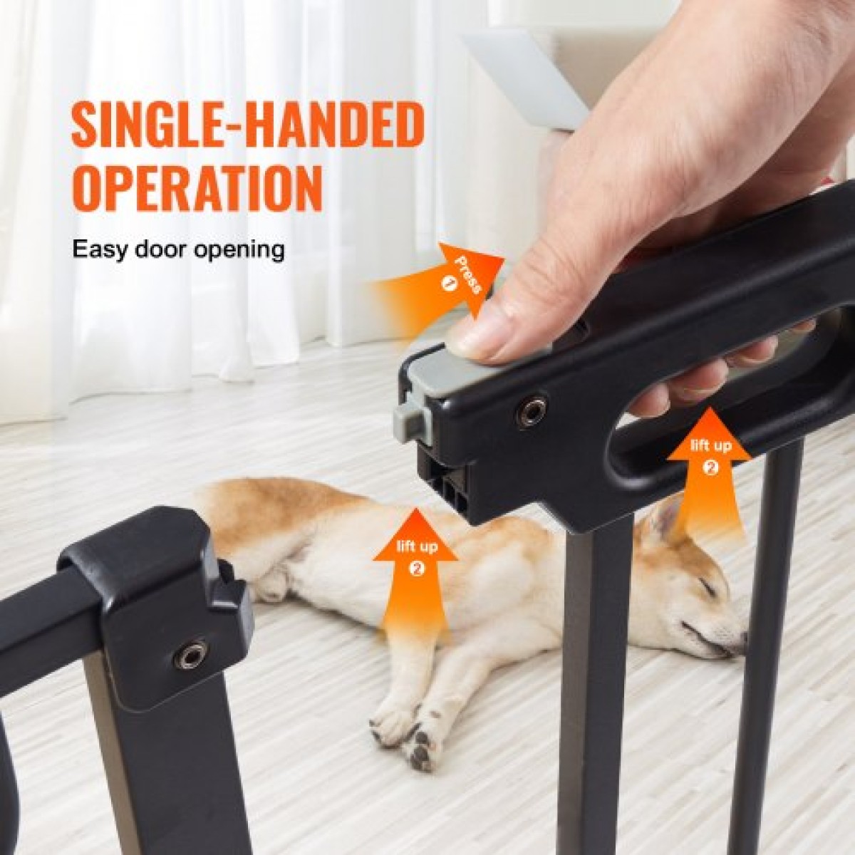 VEVOR Baby Gate, 29,5"-37" Extra Wide, 30" High, Dog Gate για τις σκάλες Πόρτες και το σπίτι, Easy Step Walk Thru Auto Close Child Gate Πόρτα ασφαλείας για κατοικίδια με κιτ τοποθέτησης πίεσης και κιτ τοποθέτησης στον τοίχο, μαύρο