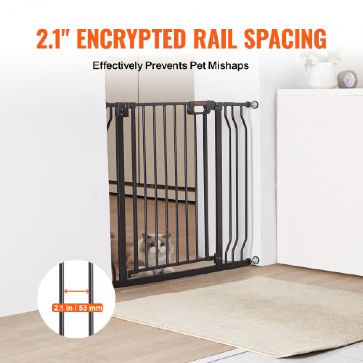 VEVOR Baby Gate, 29,5"-37" Extra Wide, 30" High, Dog Gate για τις σκάλες Πόρτες και το σπίτι, Easy Step Walk Thru Auto Close Child Gate Πόρτα ασφαλείας για κατοικίδια με κιτ τοποθέτησης πίεσης και κιτ τοποθέτησης στον τοίχο, μαύρο
