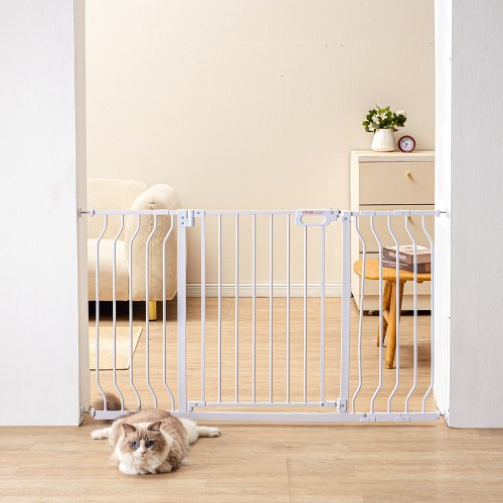 VEVOR Baby Gate, 29,5"-51" Extra Wide, 30" High, Dog Gate για σκάλες, πόρτες και σπίτι, Easy Step Walk Thru Auto Close Child Gate Πόρτα ασφαλείας για κατοικίδια με κιτ τοποθέτησης πίεσης και κιτ τοποθέτησης στον τοίχο, λευκό