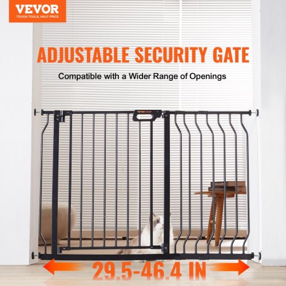 VEVOR Baby Gate, 74,9 cm-122,9 cm Extra Wide, 76,2 cm High, Dog Gate για τις πόρτες και το σπίτι σκάλες, Easy Step Walk Thru Auto Close Child Gate Πόρτα ασφαλείας για κατοικίδια με κιτ τοποθέτησης πίεσης και κιτ τοποθέτησης στον τοίχο, μαύρο