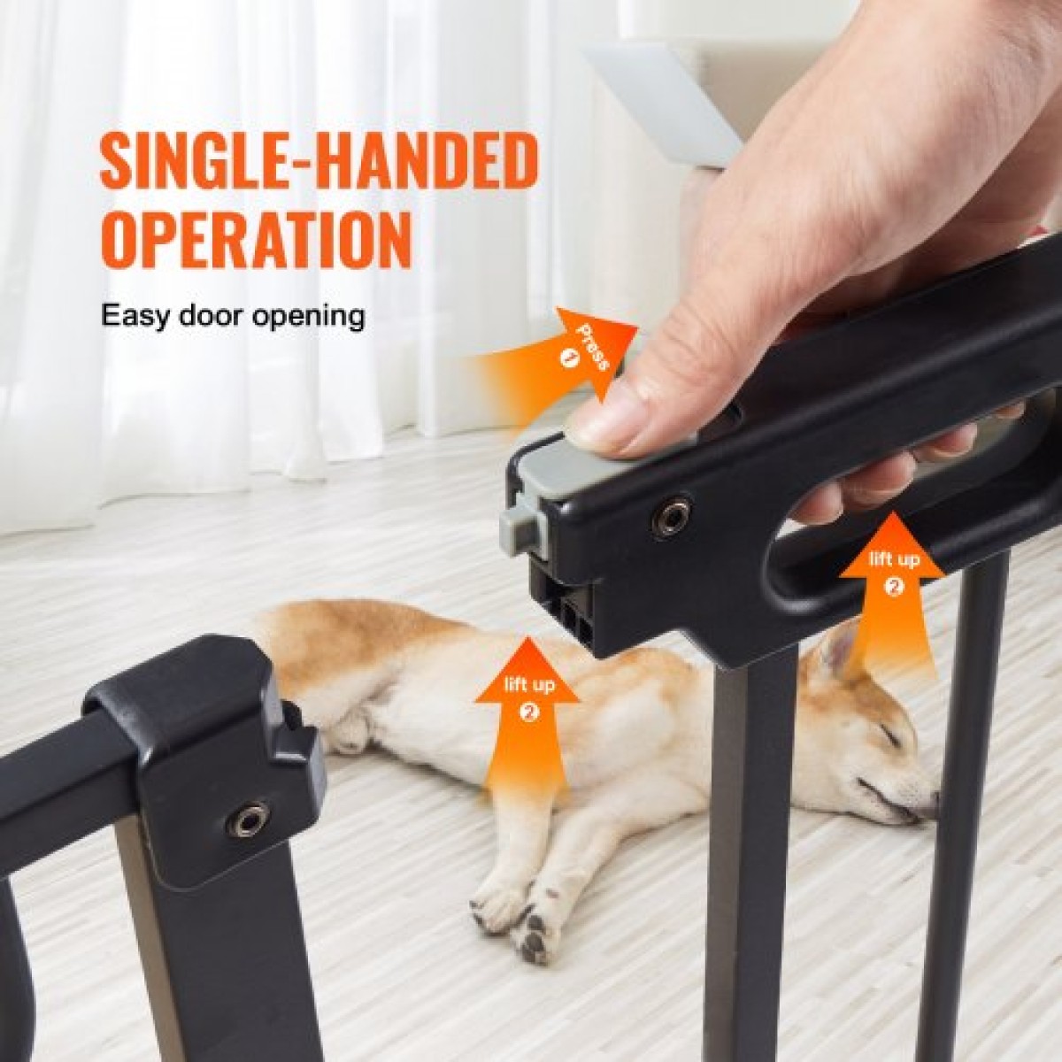 VEVOR Baby Gate, 74,9 cm-122,9 cm Extra Wide, 76,2 cm High, Dog Gate για τις πόρτες και το σπίτι σκάλες, Easy Step Walk Thru Auto Close Child Gate Πόρτα ασφαλείας για κατοικίδια με κιτ τοποθέτησης πίεσης και κιτ τοποθέτησης στον τοίχο, μαύρο