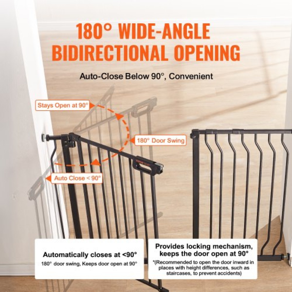 VEVOR Baby Gate, 74,9 cm-122,9 cm Extra Wide, 76,2 cm High, Dog Gate για τις πόρτες και το σπίτι σκάλες, Easy Step Walk Thru Auto Close Child Gate Πόρτα ασφαλείας για κατοικίδια με κιτ τοποθέτησης πίεσης και κιτ τοποθέτησης στον τοίχο, μαύρο
