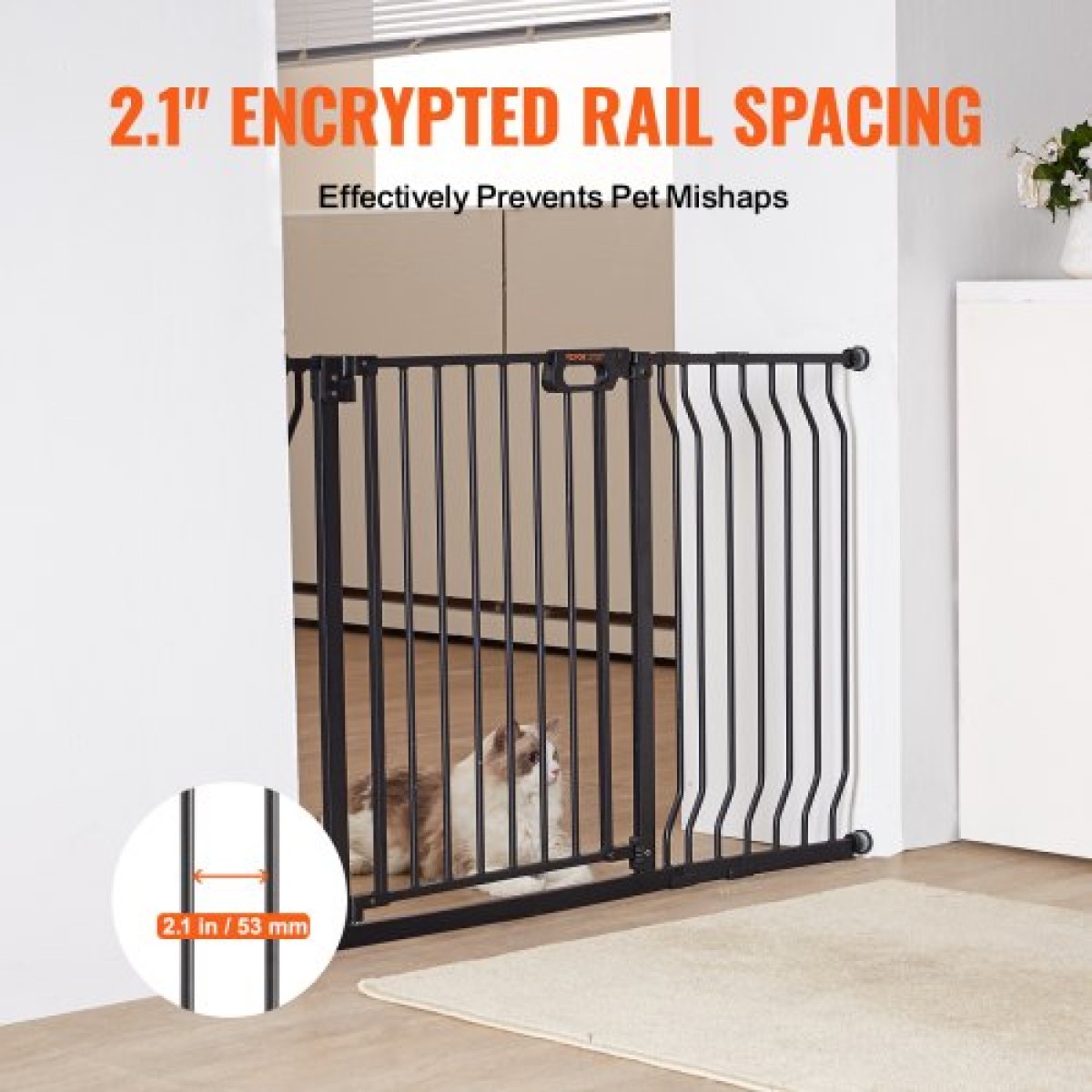 VEVOR Baby Gate, 74,9 cm-122,9 cm Extra Wide, 76,2 cm High, Dog Gate για τις πόρτες και το σπίτι σκάλες, Easy Step Walk Thru Auto Close Child Gate Πόρτα ασφαλείας για κατοικίδια με κιτ τοποθέτησης πίεσης και κιτ τοποθέτησης στον τοίχο, μαύρο
