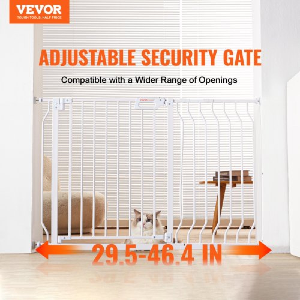 VEVOR Baby Gate, 74,9-122,9 cm Εξαιρετικά πλάτος, 76,2 cm ύψος, Dog Gate για τις πόρτες και το σπίτι σκάλες, Easy Step Walk Thru Auto Close Child Gate Πόρτα ασφαλείας για κατοικίδια με κιτ τοποθέτησης πίεσης και κιτ τοποθέτησης στον τοίχο, λευκό