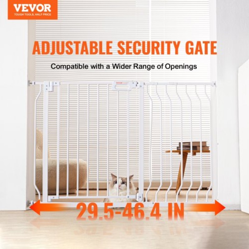 VEVOR Baby Gate, 74,9-122,9 cm Εξαιρετικά πλάτος, 76,2 cm ύψος, Dog Gate για τις πόρτες και το σπίτι σκάλες, Easy Step Walk Thru Auto Close Child Gate Πόρτα ασφαλείας για κατοικίδια με κιτ τοποθέτησης πίεσης και κιτ τοποθέτησης στον τοίχο, λευκό