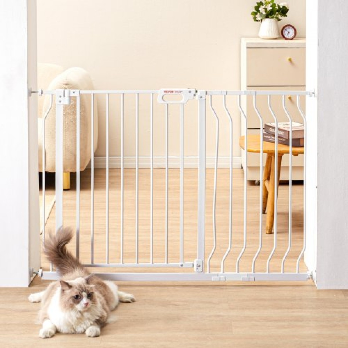 VEVOR Baby Gate, 74,9-122,9 cm Εξαιρετικά πλάτος, 76,2 cm ύψος, Dog Gate για τις πόρτες και το σπίτι σκάλες, Easy Step Walk Thru Auto Close Child Gate Πόρτα ασφαλείας για κατοικίδια με κιτ τοποθέτησης πίεσης και κιτ τοποθέτησης στον τοίχο, λευκό