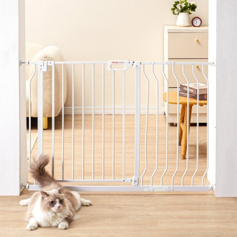 VEVOR Baby Gate, 74,9-122,9 cm Εξαιρετικά πλάτος, 76,2 cm ύψος, Dog Gate για τις πόρτες και το σπίτι σκάλες, Easy Step Walk Thru Auto Close Child Gate Πόρτα ασφαλείας για κατοικίδια με κιτ τοποθέτησης πίεσης και κιτ τοποθέτησης στον τοίχο, λευκό