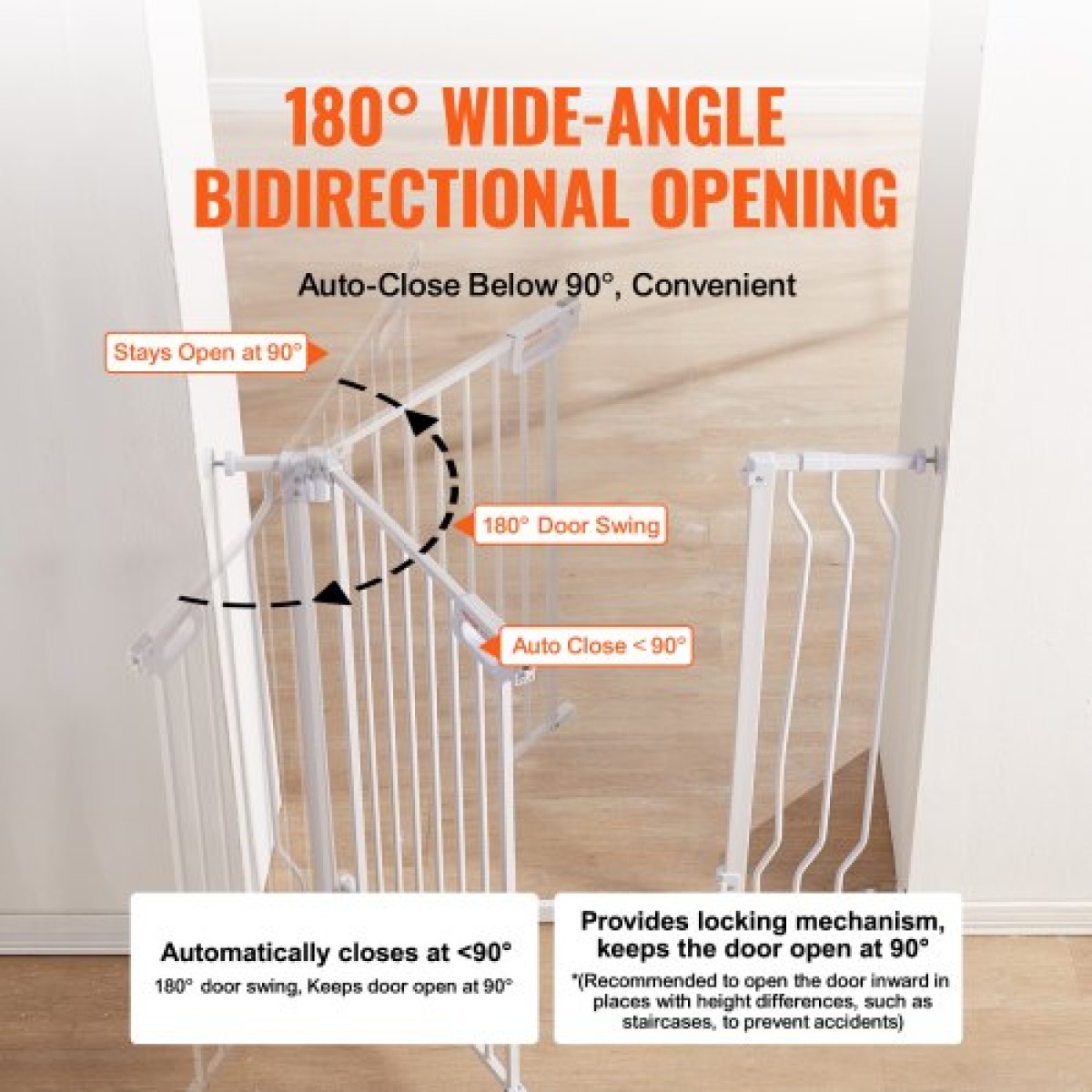 VEVOR Baby Gate, 29,5"-37" Extra Wide, 30" High, Dog Gate για σκάλες, Πόρτες και σπίτι, Easy Step Walk Thru Auto Close Child Gate Πύλη ασφαλείας κατοικίδιων ζώων με κιτ τοποθέτησης πίεσης και κιτ τοποθέτησης στον τοίχο, λευκό