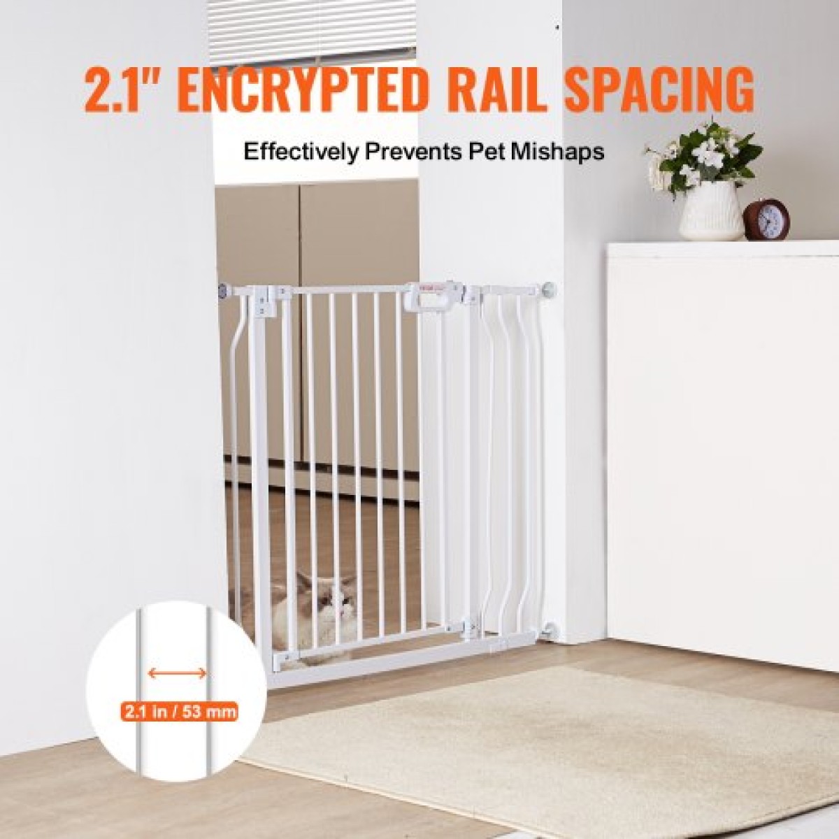 VEVOR Baby Gate, 29,5"-37" Extra Wide, 30" High, Dog Gate για σκάλες, Πόρτες και σπίτι, Easy Step Walk Thru Auto Close Child Gate Πύλη ασφαλείας κατοικίδιων ζώων με κιτ τοποθέτησης πίεσης και κιτ τοποθέτησης στον τοίχο, λευκό