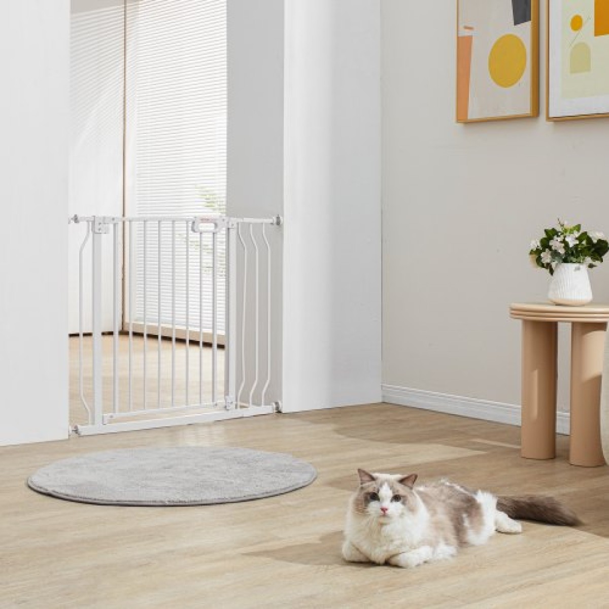 VEVOR Baby Gate, 29,5"-37" Extra Wide, 30" High, Dog Gate για σκάλες, Πόρτες και σπίτι, Easy Step Walk Thru Auto Close Child Gate Πύλη ασφαλείας κατοικίδιων ζώων με κιτ τοποθέτησης πίεσης και κιτ τοποθέτησης στον τοίχο, λευκό