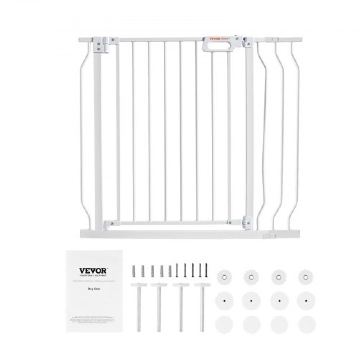 VEVOR Baby Gate, 29,5"-37" Extra Wide, 30" High, Dog Gate για σκάλες, Πόρτες και σπίτι, Easy Step Walk Thru Auto Close Child Gate Πύλη ασφαλείας κατοικίδιων ζώων με κιτ τοποθέτησης πίεσης και κιτ τοποθέτησης στον τοίχο, λευκό