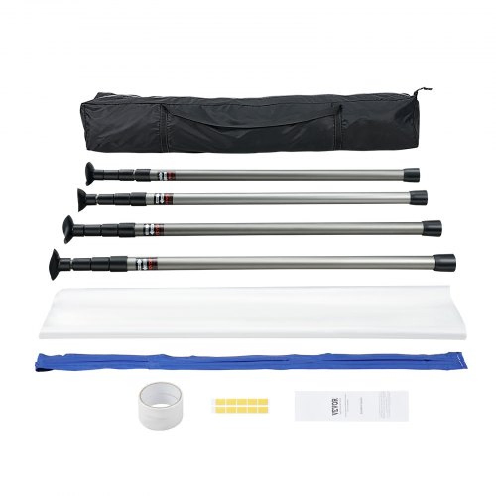 Στύλοι φραγής σκόνης VEVOR, 304,8 cm Barrier Poles, Dust Barrier System με 4 τηλεσκοπικούς πόλους, μαγνητικό φερμουάρ, τσάντα μεταφοράς και πλαστική μεμβράνη 999,7x399,9 cm, για εσωτερική διακόσμηση, ζωγραφική