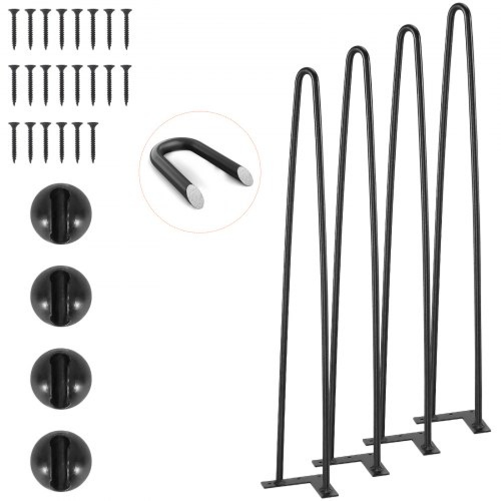 Πόδια επίπλων φουρκέτας VEVOR 711.2MM, Μεταλλικά DIY έργα για κομοδίνο, τραπεζάκι σαλονιού, γραφείο, χωρητικότητα 226,8 KG με προστατευτικά δαπέδου από καουτσούκ, μεταλλικά ανθεκτικά μοντέρνα πόδια τραπεζιού βαρέως τύπου, 4 ΤΕΜ.