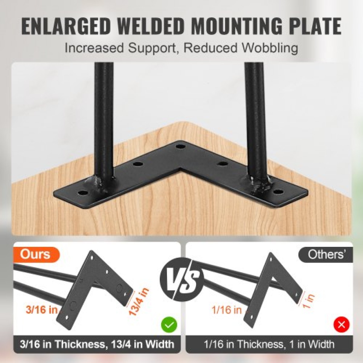 Πόδια επίπλων φουρκέτας VEVOR 711.2MM, Μεταλλικά DIY έργα για κομοδίνο, τραπεζάκι σαλονιού, γραφείο, χωρητικότητα 226,8 KG με προστατευτικά δαπέδου από καουτσούκ, μεταλλικά ανθεκτικά μοντέρνα πόδια τραπεζιού βαρέως τύπου, 4 ΤΕΜ.